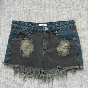 Tobi Jean Skirt Womens Size 2 Distressed‎ Miniskirt